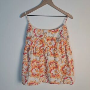 GAP Pink and Orange Smocked Camisole Top